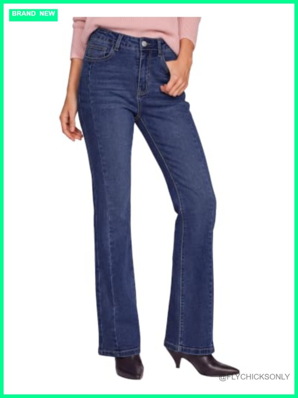 Women's High Waisted Stretchy Bootcut Jeans Side Seam 30" Inseam